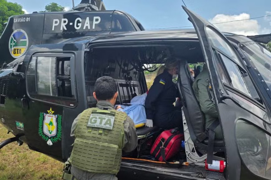 GTA resgata homem ferido em acidente de carro em Laranjal do Jari.