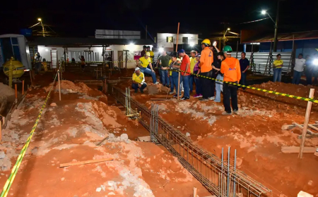 Clécio vistoria início da construção da nova Escola Estadual Teotônio Brandão Vilela, em Vitória do Jari
